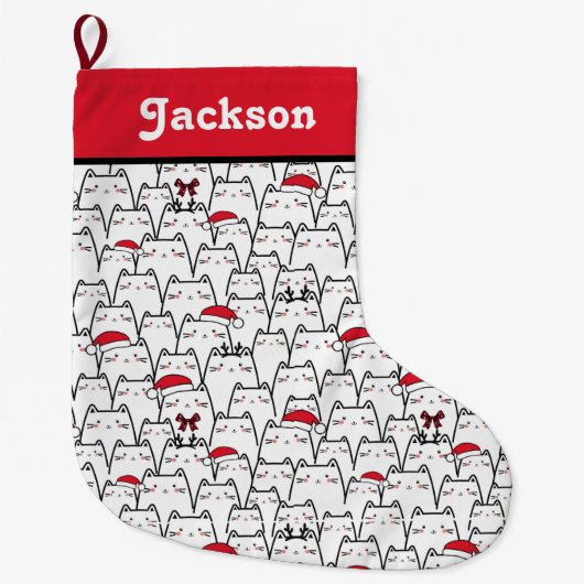 Niedlich Kawaii Cat Weihnachts-Strumpf Großer Weihnachtsstrumpf (Vorderseite)