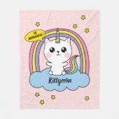 Niedlich Kawaii Caticorn Pink Cartoon Fleecedecke (Vorderseite)