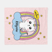 Niedlich Kawaii Caticorn Pink Cartoon Fleecedecke (Vorderseite (Horizontal))