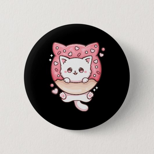 Niedlich Kawaii Cats Donut Anime Lover Otaku Fun C Button (Vorderseite)