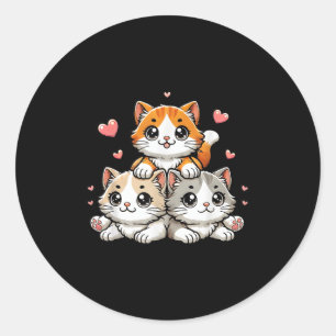 Niedlich Kawaii Cats Neko Funny Kitten Cat Lover G Runder Aufkleber