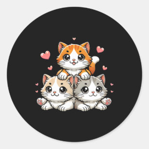 Niedlich Kawaii Cats Neko Funny Kitten Cat Lover G Runder Aufkleber