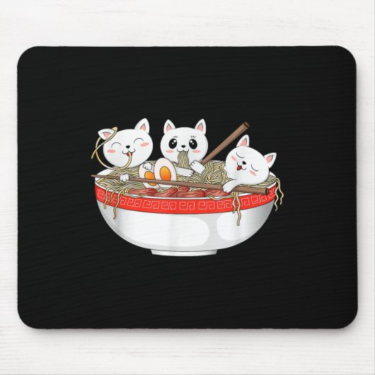 Niedlich Kawaii Cats Ramen Noodles Anime Japanisch Mousepad (Vorne)