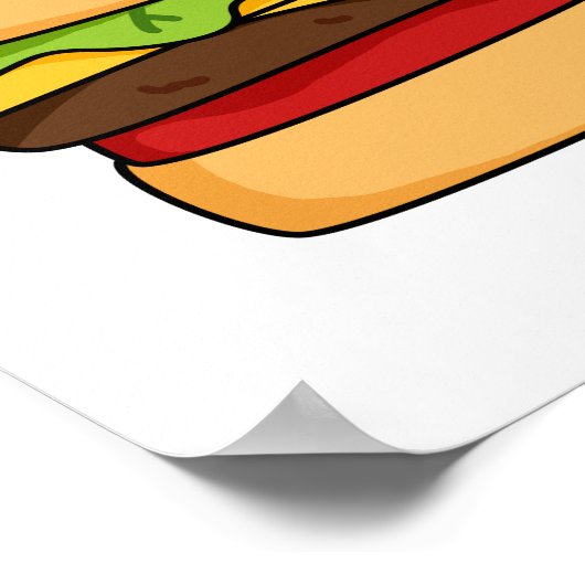 Niedlich Kawaii Cheeseburger Poster (Ecke)