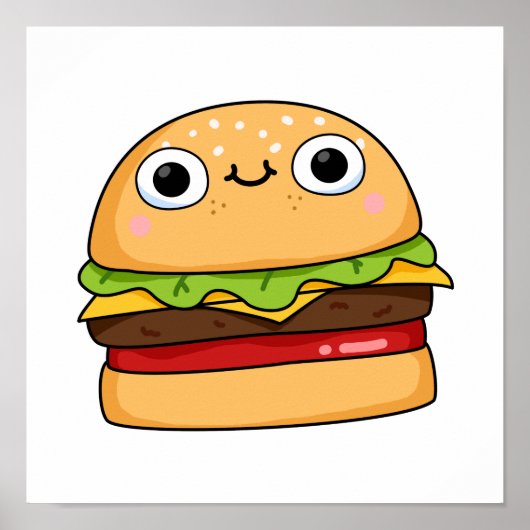 Niedlich Kawaii Cheeseburger Poster (Vorne)