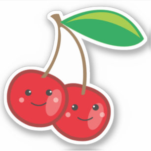 Niedlich Kawaii Cherries Frucht Aufkleber