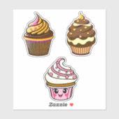 Niedlich Kawaii Chibi Cupcakes Aufkleber (Blatt)