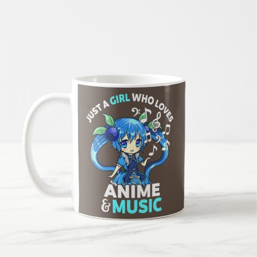 Niedlich Kawaii Chibi Just A Girl Lieben Anime und Kaffeetasse (Links)