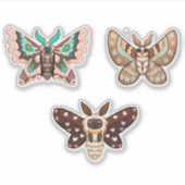 Niedlich Kawaii Chibi Moths Aufkleber (Vorderseite)