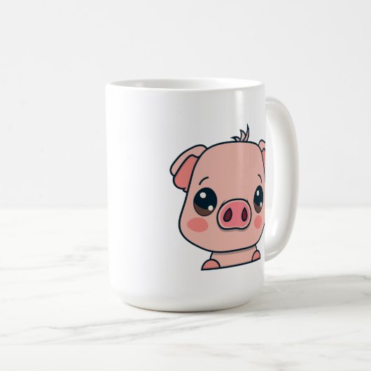 Niedlich Kawaii Chibi Pig Kaffeetasse (VorderseiteRechts)