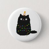 Niedlich Kawaii Christmas Cat Button (Vorderseite)