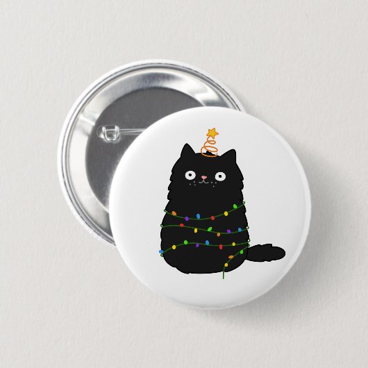 Niedlich Kawaii Christmas Cat Button (Vorne & Hinten)