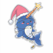 Niedlich Kawaii Christmas Narwhal Aufkleber (Vorderseite)