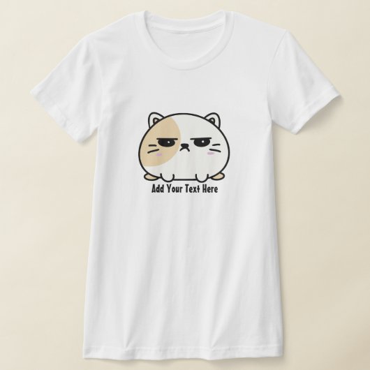 Niedlich Kawaii Chubby Angry Mochi Cat T-Shirt (Ablage )
