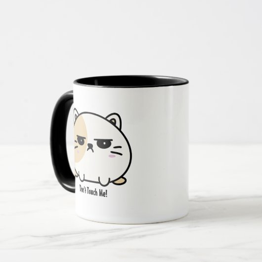 Niedlich Kawaii Chubby Angry Mochi Cat Tasse (Vorderseite Links)