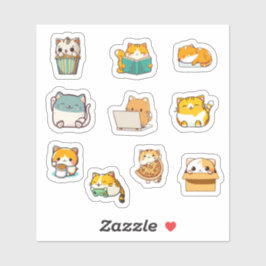Niedlich Kawaii Chubby Cat Sticker Bundle