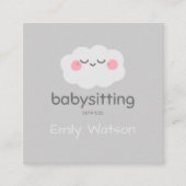 Niedlich Kawaii Cloud Pink Gray Babysitter Quadratische Visitenkarte (Vorderseite)