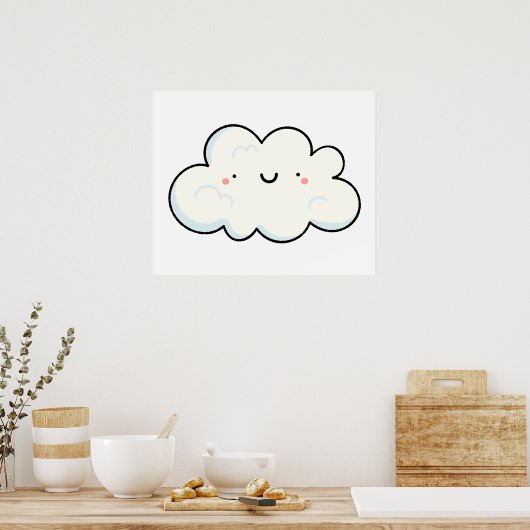 Niedlich Kawaii Cloud Poster (Küche)