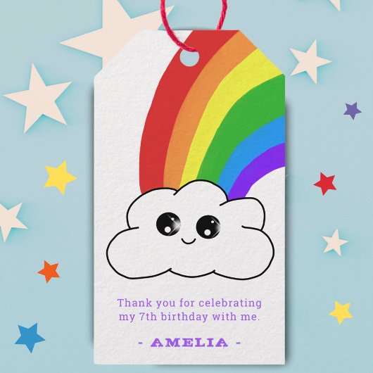 Niedlich Kawaii Cloud Rainbow Birthday Vielen Dank Geschenkanhänger