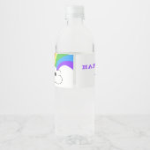 Niedlich Kawaii Cloud Rainbow Kid`s Geburtstag Wasserflaschenetikett (Rückseite)