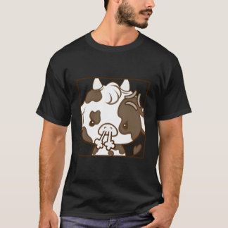 Niedlich Kawaii Coquette Cartoon Emote Angry Cow T-Shirt