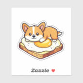 Niedlich Kawaii Corgi Brot Ei Aufkleber (Blatt)