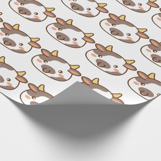 Niedlich Kawaii Cow Geschenkpapier (Ecke)