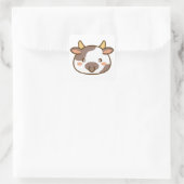 Niedlich Kawaii Cow Quadratischer Aufkleber (Tasche)