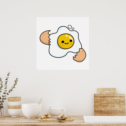 Niedlich Kawaii Cracked Egg Poster (Küche)