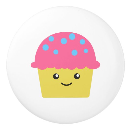 Niedlich Kawaii Cupcake Keramikknauf (Vorderseite)