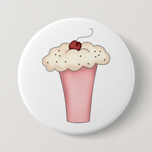 Niedlich Kawaii Cupcake Milkshake mit Cherry Button (Vorderseite)