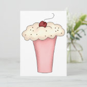 Niedlich Kawaii Cupcake Milkshake mit Cherry Einladung (Stehend Vorderseite)