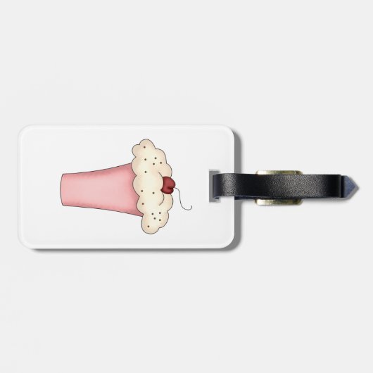 Niedlich Kawaii Cupcake Milkshake mit Cherry Gepäckanhänger (Rückseite horizontal)