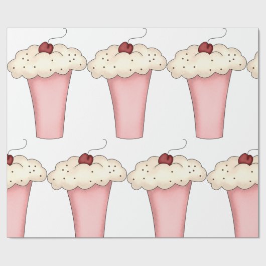 Niedlich Kawaii Cupcake Milkshake mit Cherry Geschenkpapier (Flach)
