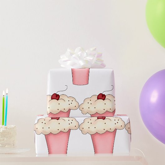 Niedlich Kawaii Cupcake Milkshake mit Cherry Geschenkpapier