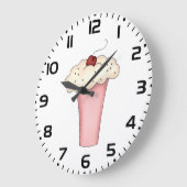 Niedlich Kawaii Cupcake Milkshake mit Cherry Große Wanduhr (Winkel)