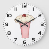 Niedlich Kawaii Cupcake Milkshake mit Cherry Große Wanduhr (Vorderseite)