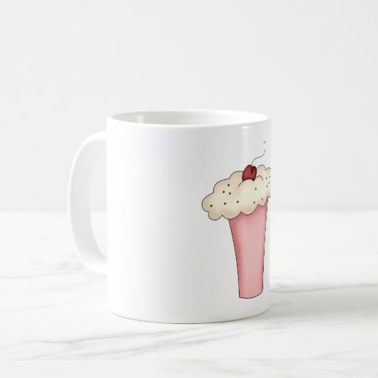 Niedlich Kawaii Cupcake Milkshake mit Cherry Kaffeetasse (Vorderseite Links)