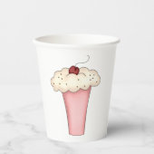 Niedlich Kawaii Cupcake Milkshake mit Cherry Pappbecher (Vorderseite)
