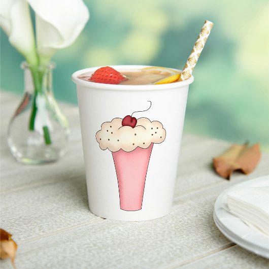 Niedlich Kawaii Cupcake Milkshake mit Cherry Pappbecher