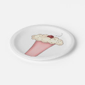 Niedlich Kawaii Cupcake Milkshake mit Cherry Pappteller (Schrägansicht)