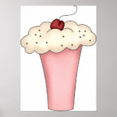Niedlich Kawaii Cupcake Milkshake mit Cherry Poster (Vorne)