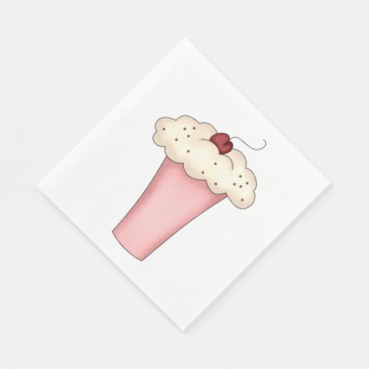Niedlich Kawaii Cupcake Milkshake mit Cherry Serviette (Ecke)