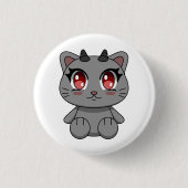 Niedlich Kawaii Demon Cat Button (Vorderseite)