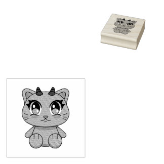 Niedlich Kawaii Demon Cat Gummistempel
