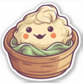 Niedlich Kawaii Dim Sum Chinesisches Dumpling Aufkleber (Vorderseite)