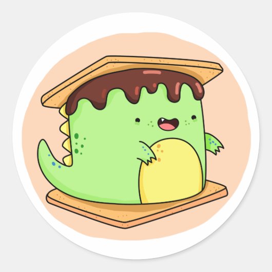Niedlich Kawaii Dino-smore Runder Aufkleber (Vorderseite)