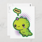 Niedlich Kawaii Dinosaur Postkarte (Vorne/Hinten)