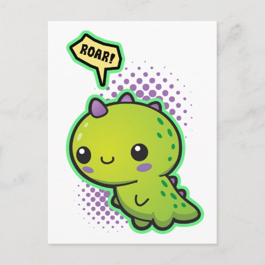 Niedlich Kawaii Dinosaur Postkarte (Vorderseite)
