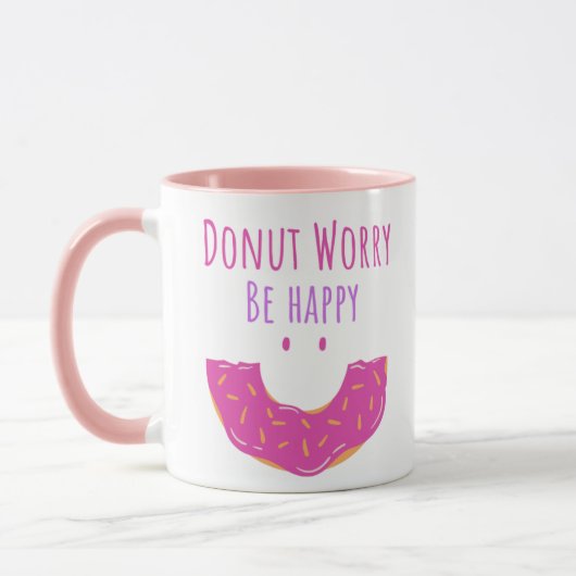 Niedlich Kawaii Donut Worry Be Happy Donut Tasse (Links)